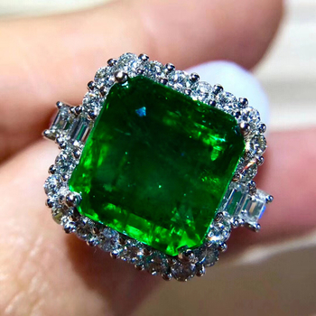 Inel Carlochis din cupru, deschidere pătrată, pietre emerald-turmalin, pavé zirconiu, stil geometric