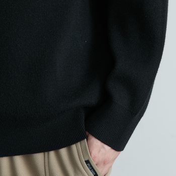 WOOG2005 Плетен пуловер със яка на риза, жакардова плетка, свободна кройка, дълги ръкави