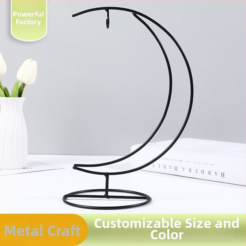 Željezni držač za viseće boce i biljke u obliku mjeseca, ručna izrada, mogućnost prilagođavanja, dekorativni držač