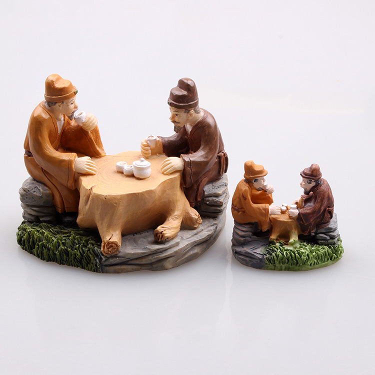 Yingqiu Craft figurice od smole za akvarijski mikropejzaž – tema drevne čajne kulture, oslikane, prilagodljive