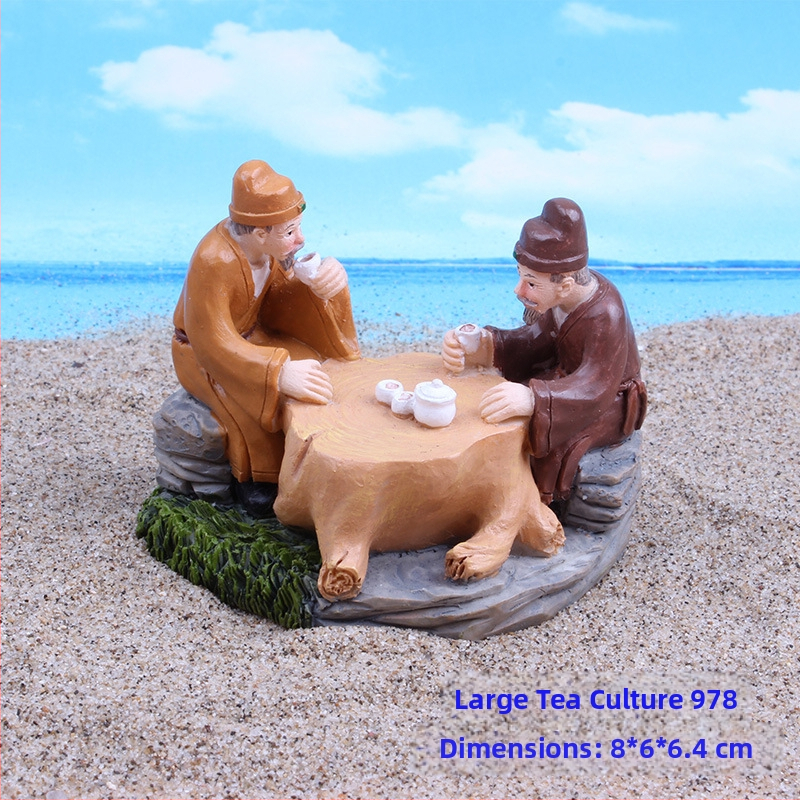 Yingqiu Craft figurice od smole za akvarijski mikropejzaž – tema drevne čajne kulture, oslikane, prilagodljive