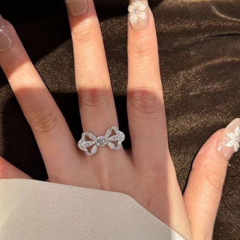 Inel cu formă de fundă din cupru, placat electrochimic, stil lux lejer pentru femei