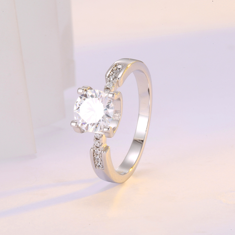 Inel geometric din cupru pentru femei cu diamant sintetic