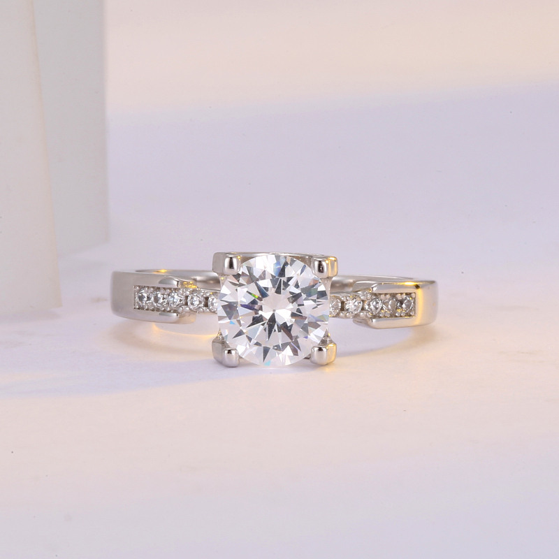 Inel geometric din cupru pentru femei cu diamant sintetic