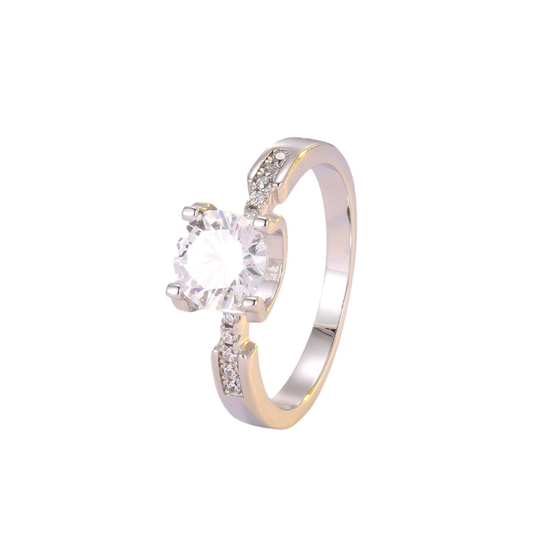 Inel geometric din cupru pentru femei cu diamant sintetic