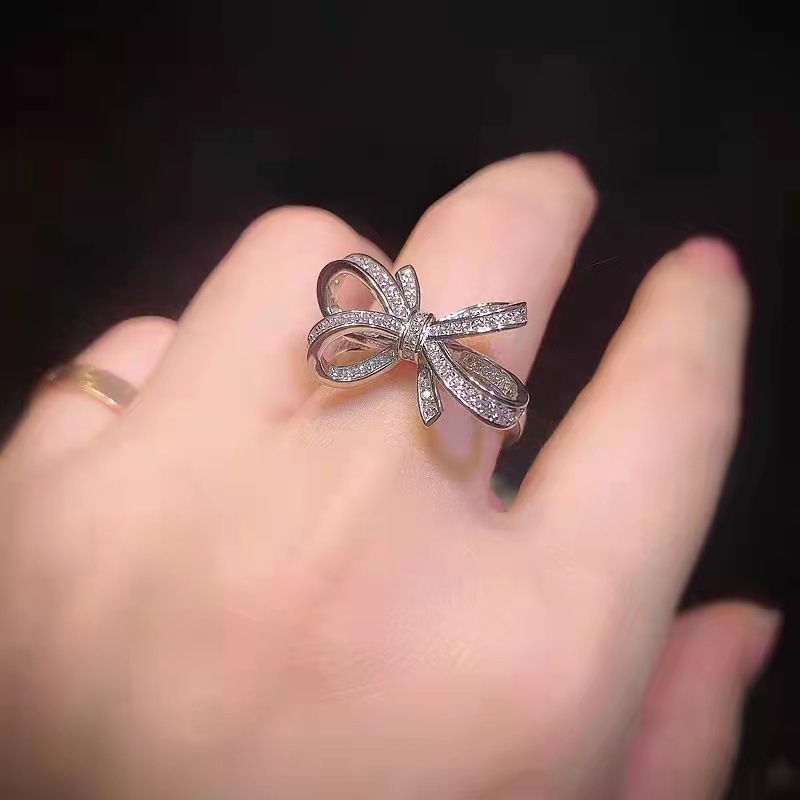 Inel din cupru, design cu fundă mare, reglabil, pentru femei, Domitia, diamant sintetic