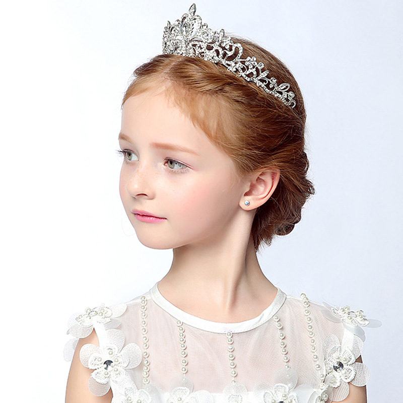 Στέμμα μαλλιών για παιδιά – Κορεάτικου στυλ, κράμα, λευκοί κρύσταλλοι, Κ9 καθαρότητα, ηλεκτροπλατίωση – Σειρά Πριγκίπισσα