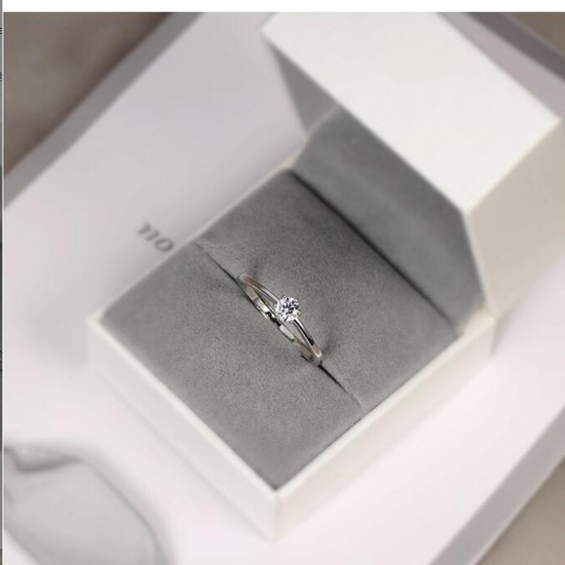 S999 sterling srebrni prsten, ženski prsten u korejskom stilu s šest krakova za kubični cirkon, otvoreni vjenčani prsten, elegantan minimalistički komad nakita za ruku
