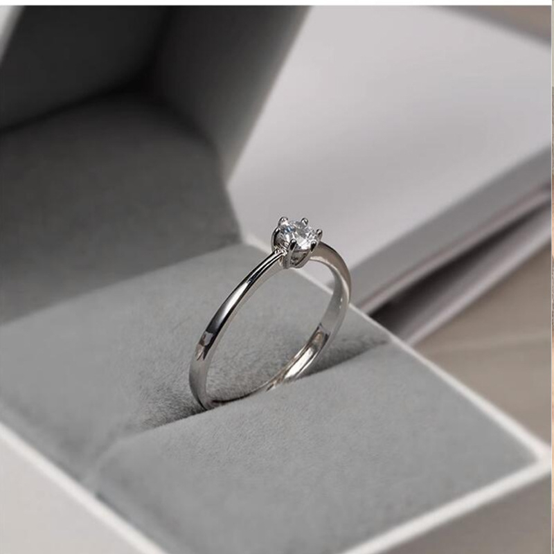 S999 sterling srebrni prsten, ženski prsten u korejskom stilu s šest krakova za kubični cirkon, otvoreni vjenčani prsten, elegantan minimalistički komad nakita za ruku