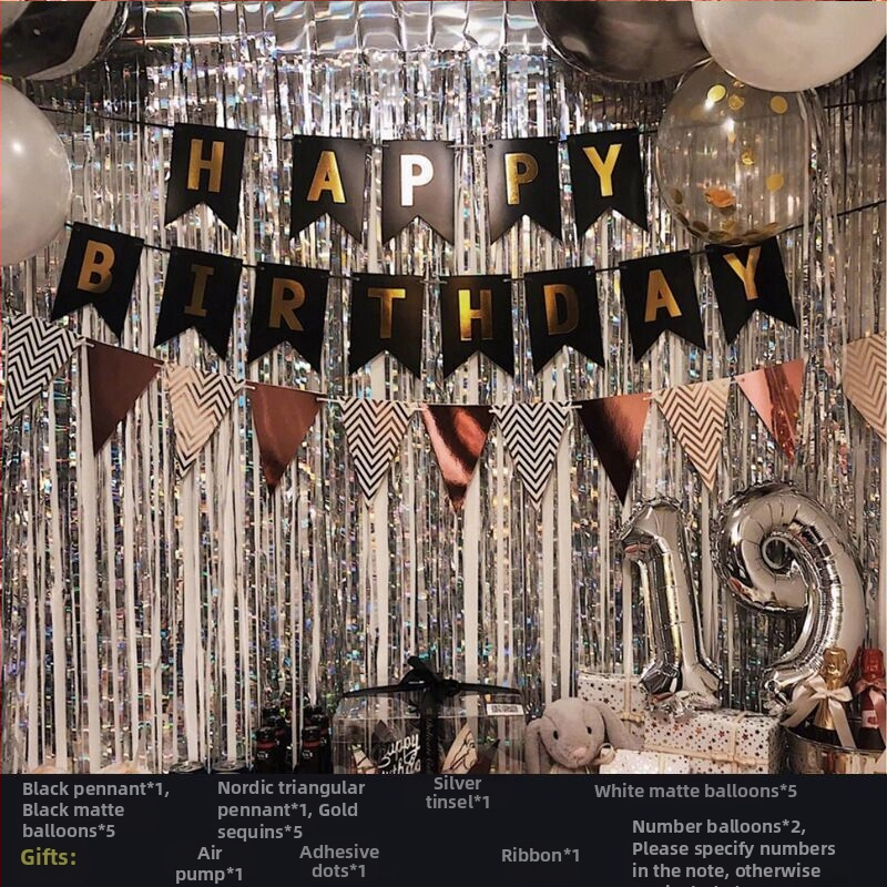 Rođendanski dekorativni rekviziti, tkanina materijal, uređenje prostora za pozadinu zabave