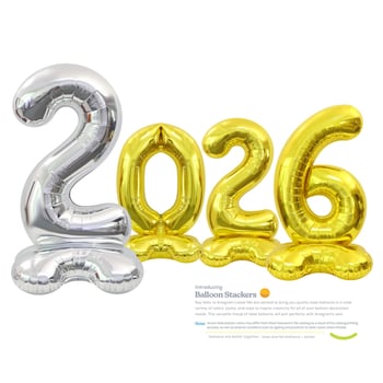 Balon cu număr 2026, 3D, stand înalt – balon din folie de aluminiu, formă de cifră, imprimarea siglei nu este posibilă