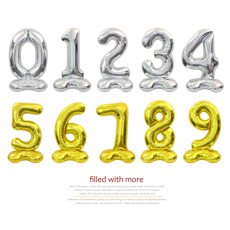Balon cu număr 2026, 3D, stand înalt – balon din folie de aluminiu, formă de cifră, imprimarea siglei nu este posibilă