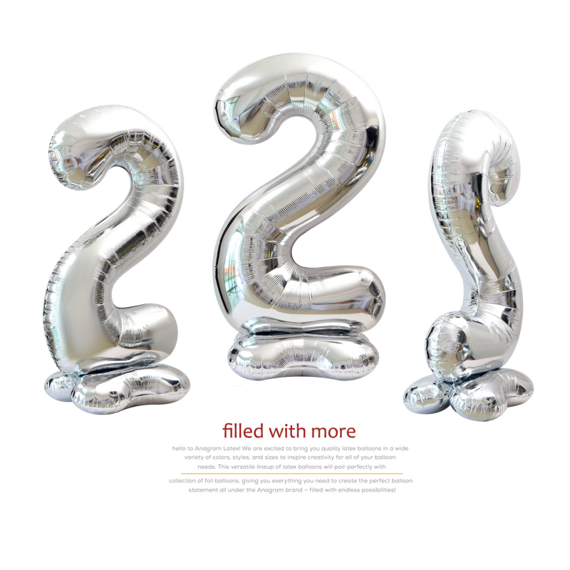 Balon cu număr 2026, 3D, stand înalt – balon din folie de aluminiu, formă de cifră, imprimarea siglei nu este posibilă