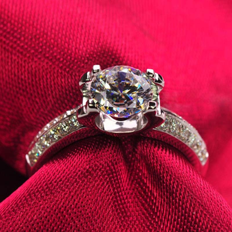 Korona-stílusú gyűrű, cirkón mozaik, fehér réz anyagból, testreszabás elérhető