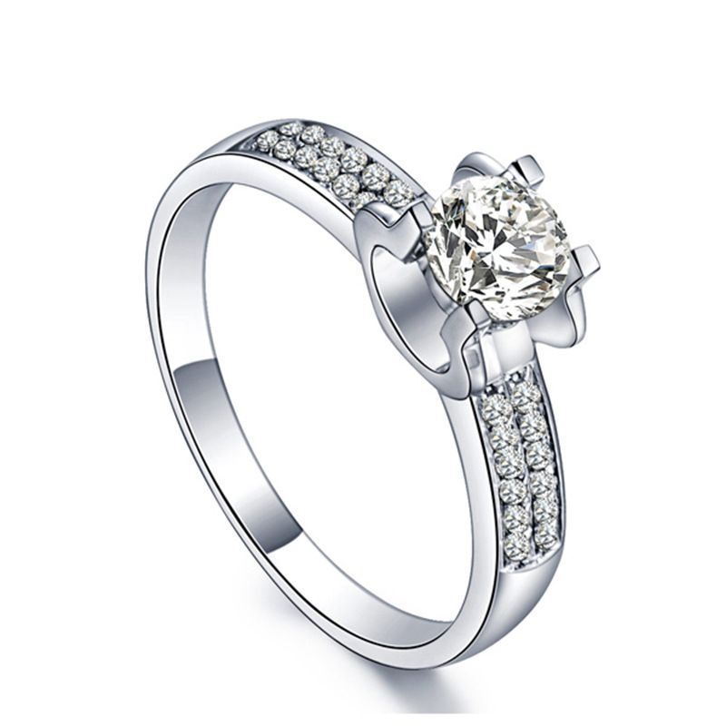 Korona-stílusú gyűrű, cirkón mozaik, fehér réz anyagból, testreszabás elérhető