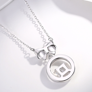 925 ezüst medálos nyaklánc, keresztes lánccal, gyémánt felülettel, nőknek