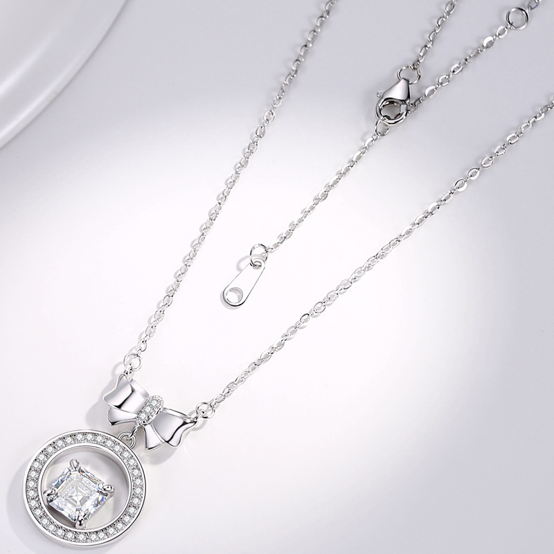 925 ezüst medálos nyaklánc, keresztes lánccal, gyémánt felülettel, nőknek