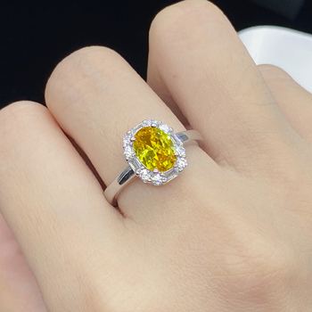 Réz gyűrű - Geometriai stílus - Női - Mesterséges citrin