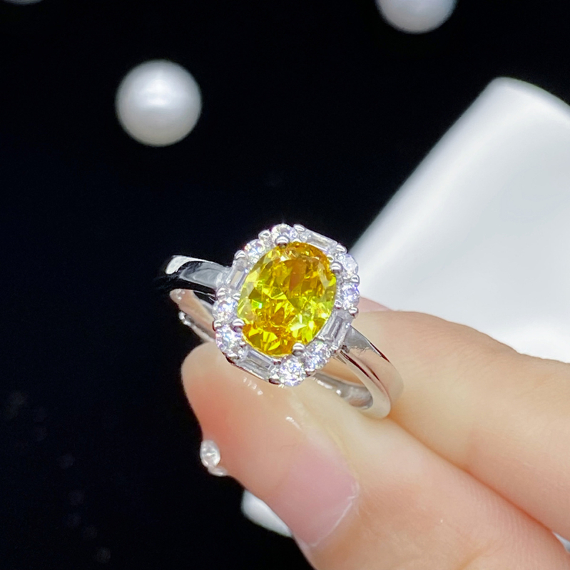 Réz gyűrű - Geometriai stílus - Női - Mesterséges citrin