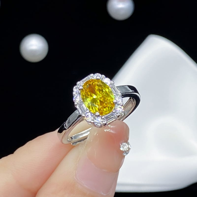 Réz gyűrű - Geometriai stílus - Női - Mesterséges citrin