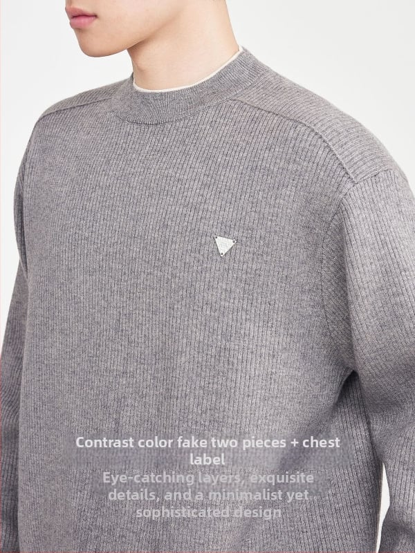 Плетен пуловер с качулка, кръгло деколте, дебел плет, смес от акрилни влакна, Зима 2025