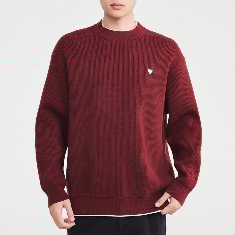 Плетен пуловер с качулка, кръгло деколте, дебел плет, смес от акрилни влакна, Зима 2025