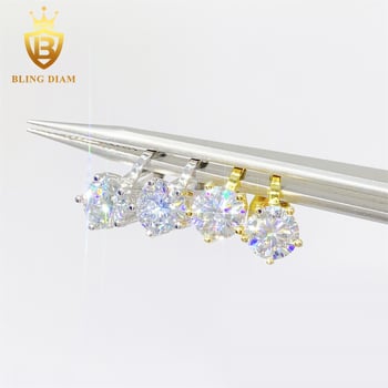 Clip-on naušnice od moisanita u srebru S925, okrugle, unisex