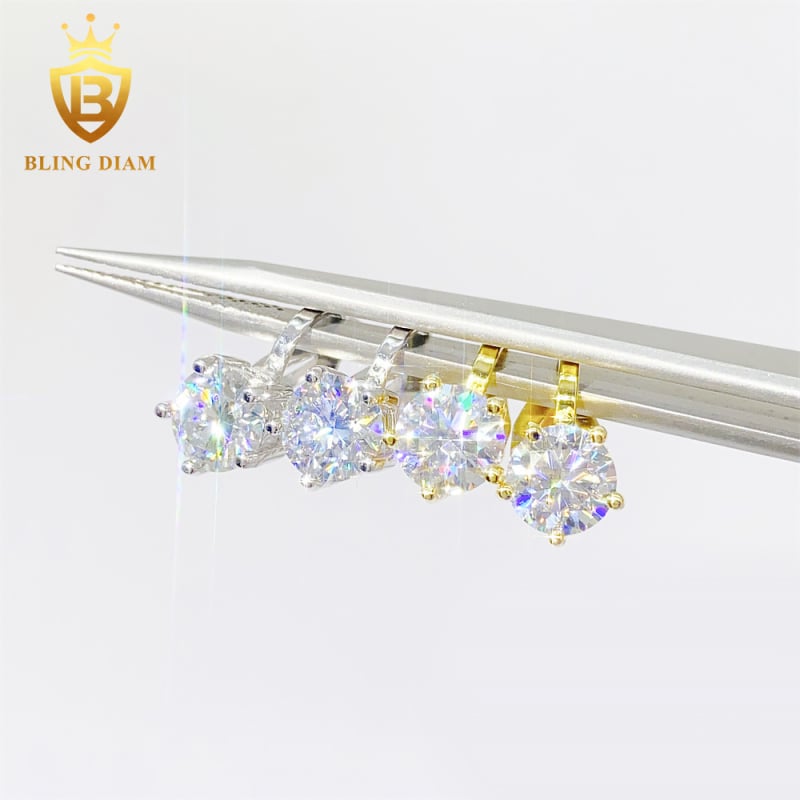 Clip-on naušnice od moisanita u srebru S925, okrugle, unisex