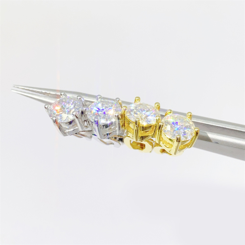 Clip-on naušnice od moisanita u srebru S925, okrugle, unisex