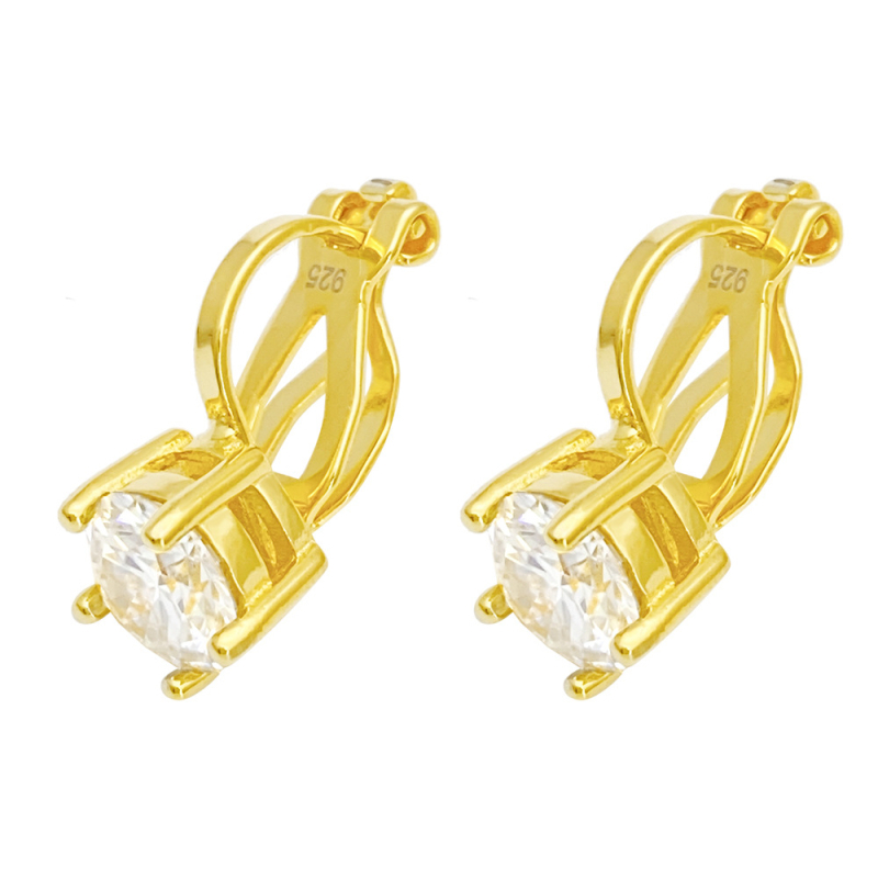 Clip-on naušnice od moisanita u srebru S925, okrugle, unisex