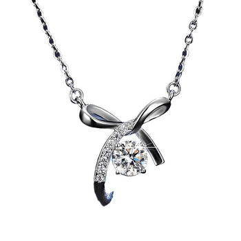 Moissanite nyaklánc 925-ös ezüst medállal, keresztezett lánccal, többszintés dizájn, koreai stílus