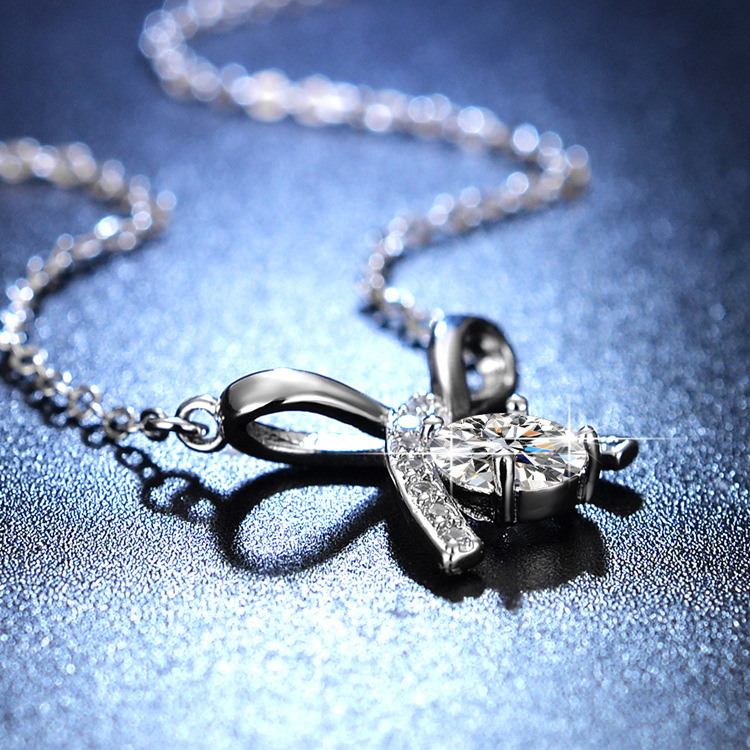 Moissanite nyaklánc 925-ös ezüst medállal, keresztezett lánccal, többszintés dizájn, koreai stílus