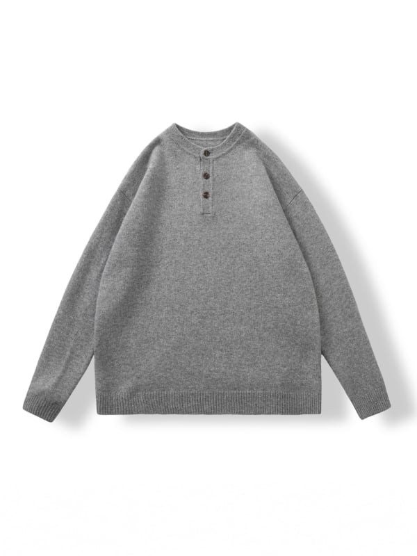 Мъжки плетен пуловер с кръгло деколте и паднали рамене, свободен модел, дебела полиестерна тъкан, рибен кант на подгъва, есенен стил