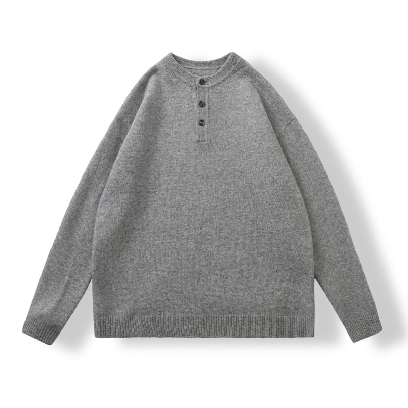 Мъжки плетен пуловер с кръгло деколте и паднали рамене, свободен модел, дебела полиестерна тъкан, рибен кант на подгъва, есенен стил