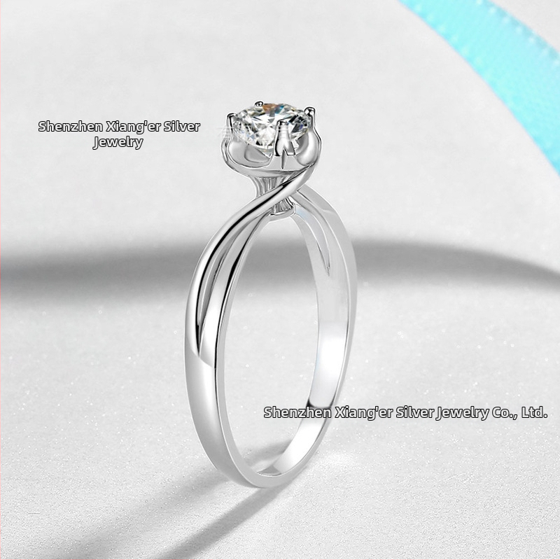 Fehér réz korona gyűrű cirkonnal, nőknek, testreszabható