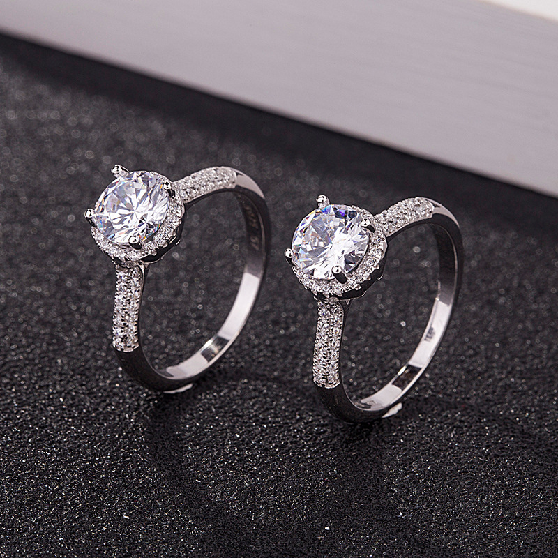 S925 ezüst gyűrű, 1 karátos dupla gyémántsor, mikro-inlay technikával, koreai stílus, női divatékszer