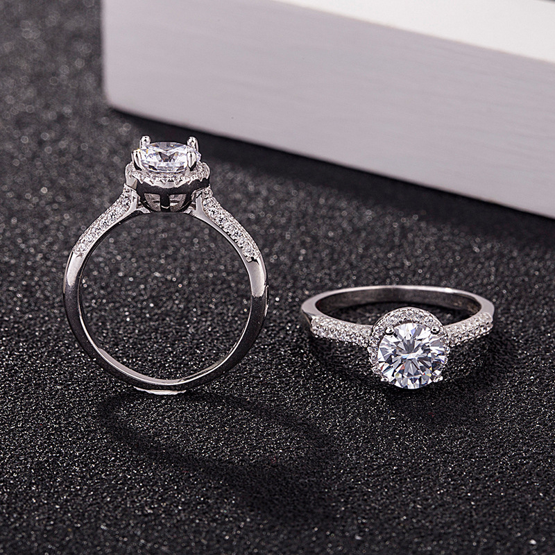 S925 ezüst gyűrű, 1 karátos dupla gyémántsor, mikro-inlay technikával, koreai stílus, női divatékszer