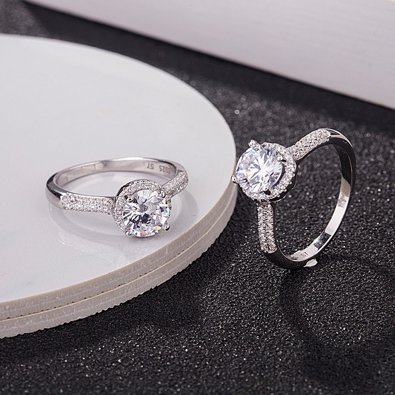 S925 ezüst gyűrű, 1 karátos dupla gyémántsor, mikro-inlay technikával, koreai stílus, női divatékszer