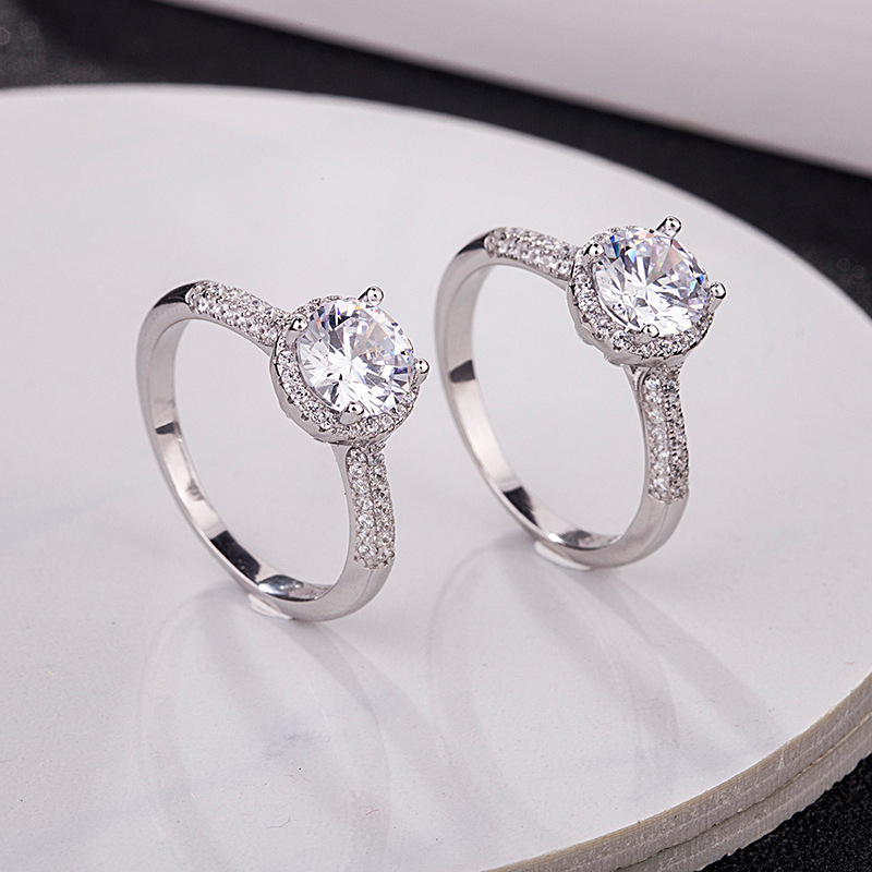 S925 ezüst gyűrű, 1 karátos dupla gyémántsor, mikro-inlay technikával, koreai stílus, női divatékszer