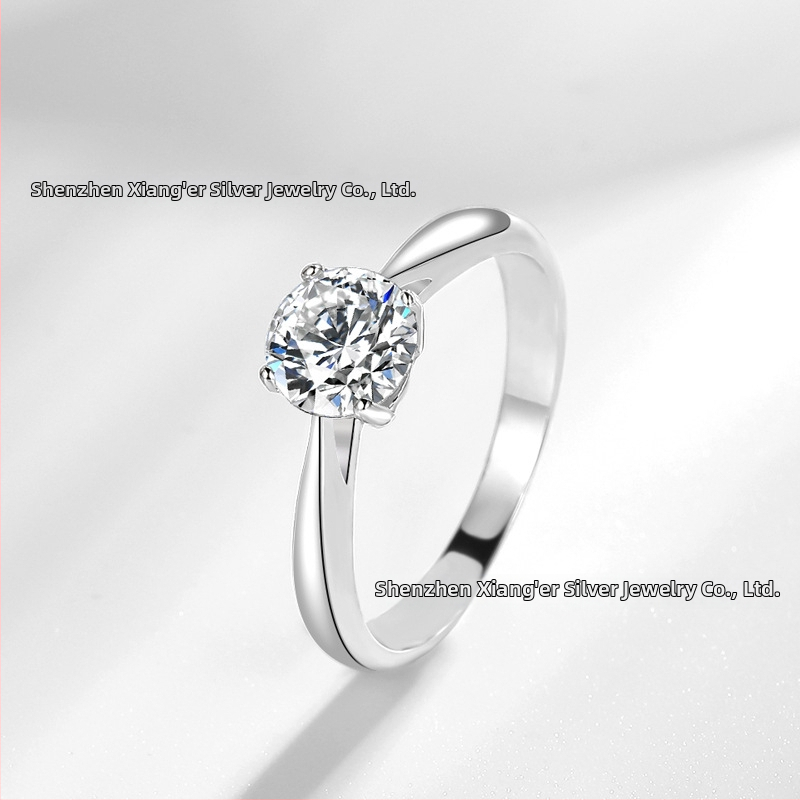 JZ378 gyűrű – négykarú korona beállítás, cirkóniával, fehér réz, egyszerű női dizájn, születésnapi ajándék