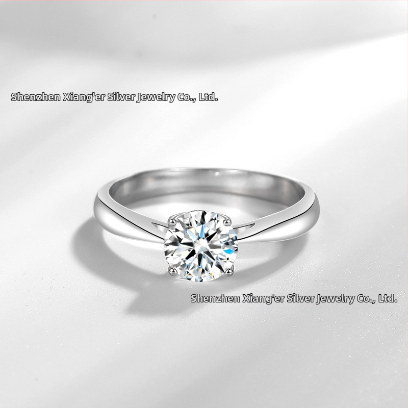 JZ378 gyűrű – négykarú korona beállítás, cirkóniával, fehér réz, egyszerű női dizájn, születésnapi ajándék