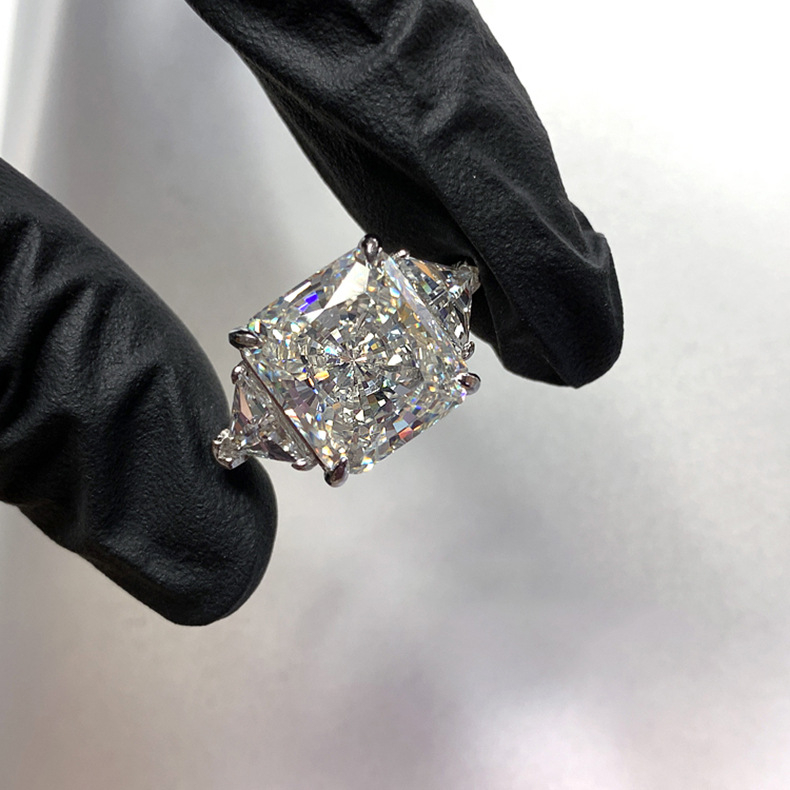 Nyitott réz gyűrű fehér cirkónnal – Geometriai hercegnő-négyzetes dizájn nőknek