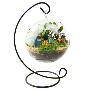 Set mikrolandskapa s mahom u borosilikatnom staklu, ručna izrada, pastoralni stil, mogućnost prilagodbe — Small Space Big World