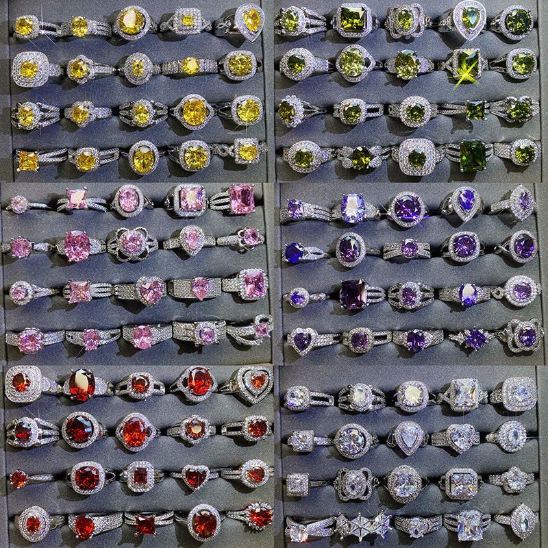 Cirkóniával beültetett gyűrű, virág- és geometriai mintázat, ötvözet, könnyed luxus stílus