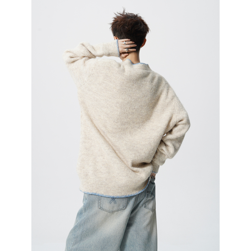 Kötött pulóver Henley gallérral, lazán szabott, hosszú ujjú, nejlon-keverék, 50% akril