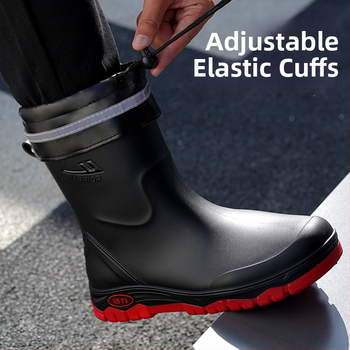 Muške čizme za kišu, vodootporne, s fleece podstavom, niska visina, protuklizni potplat