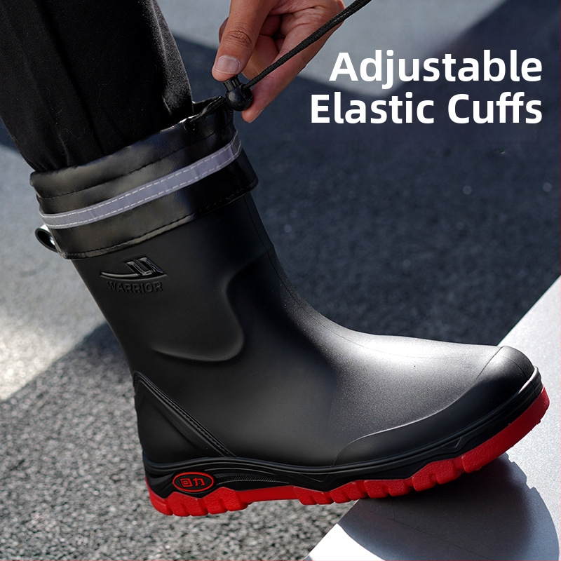 Muške čizme za kišu, vodootporne, s fleece podstavom, niska visina, protuklizni potplat