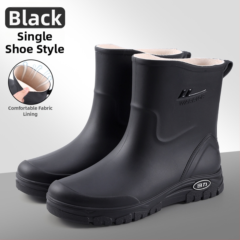 Muške čizme za kišu, vodootporne, s fleece podstavom, niska visina, protuklizni potplat
