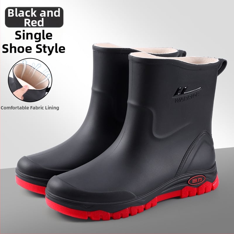 Muške čizme za kišu, vodootporne, s fleece podstavom, niska visina, protuklizni potplat