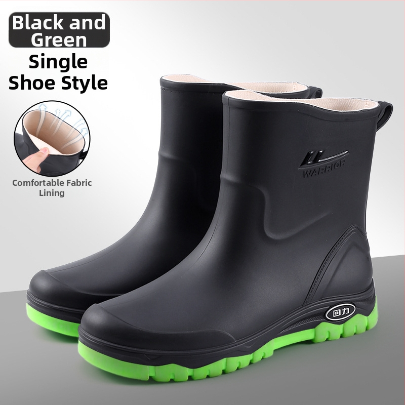 Muške čizme za kišu, vodootporne, s fleece podstavom, niska visina, protuklizni potplat
